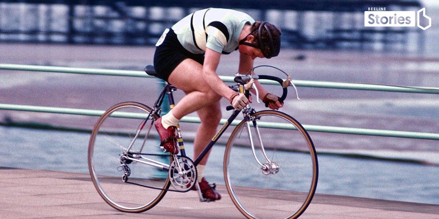 Beryl Burton setting up a record on her bike