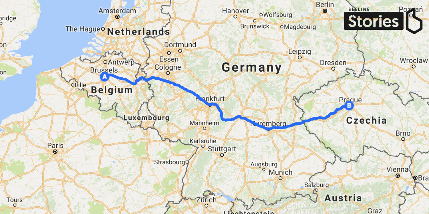 Frances Grier trip map across Europe